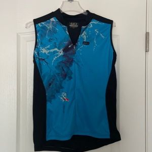 Louis Garneau Womens 1/4 Zip Sleeveless Cycling Jersey; XL; Blue/Black; Like New